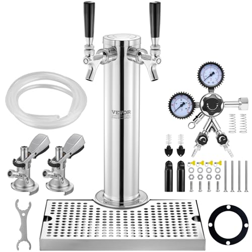 VEVOR Kegerator-Turm-Kit, Bier-Umrüstsatz mit zwei Zapfhähnen, Bier-Turmspender aus Edelstahl mit Doppelmessgerät W21.8-Regler und A-System-Fasskupplung, Bier-Tropfschale für Partys zu Hause VEVOR Kegerator-Turm-Kit, Bier-Umrüstsatz mit zwei Zapfhähnen, Bier-Turmspender aus Edelstahl mit Doppelmessgerät W21.8-Regler und A-System-Fasskupplung, Bier-Tropfschale für Partys zu Hause von VEVOR