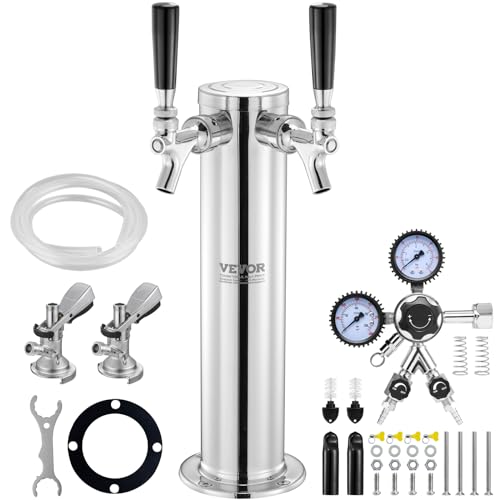 VEVOR Kegerator-Turm-Kit, Bier-Umrüstsatz mit zwei Zapfhähnen, Bier-Turmspender aus Edelstahl mit Doppelmessgerät W21.8-Regler und A-System-Fasskupplung, Bier-Tropfschale für Partys zu Hause VEVOR Kegerator-Turm-Kit, Bier-Umrüstsatz mit zwei Zapfhähnen, Bier-Turmspender aus Edelstahl mit Doppelmessgerät W21.8-Regler und A-System-Fasskupplung, Bier-Tropfschale für Partys zu Hause von VEVOR