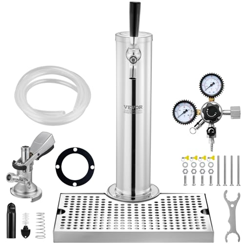 VEVOR Kegerator-Turm-Kit, Einzelzapfhahn-Bierumrüstsatz, Edelstahl-Fass-Bierturm-Zapfanlage mit Doppelmessgerät W21.8-Regler und A-System-Fasskupplung, Biertropfschale für Partys zu Hause VEVOR Kegerator-Turm-Kit, Einzelzapfhahn-Bierumrüstsatz, Edelstahl-Fass-Bierturm-Zapfanlage mit Doppelmessgerät W21.8-Regler und A-System-Fasskupplung, Biertropfschale für Partys zu Hause von VEVOR