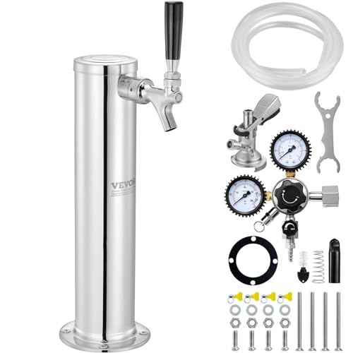 VEVOR Kegerator-Turm-Kit, Einzelzapfhahn-Bierumrüstsatz, Edelstahl-Fass-Bierturm-Zapfanlage mit Doppelmessgerät W21.8-Regler und A-System-Fasskupplung, Biertropfschale für Partys zu Hause VEVOR Kegerator-Turm-Kit, Einzelzapfhahn-Bierumrüstsatz, Edelstahl-Fass-Bierturm-Zapfanlage mit Doppelmessgerät W21.8-Regler und A-System-Fasskupplung, Biertropfschale für Partys zu Hause von VEVOR