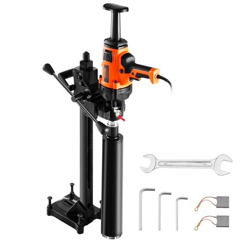 VEVOR Kernbohrmaschine Diamantkernbohrmaschine 2-16 cm Bohrdurchmesser, handgeführtes Diamant-Kernbohrgerät mit Ständer und Kernbohrer, 2000 W Beton-Kernbohrer Nass- und Trockenanwendung, für Beton von VEVOR