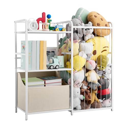 VEVOR Kinderbücherregal mit Spielzeugaufbewahrung, 2-stöckiges Bücherregal mit Stoffspielzeugtruhe, Kinderregal Kinderzimmerregal Weiß, geeignet für Wohnzimmer Eingangsbereich Kindergarten VEVOR Kinderbücherregal mit Spielzeugaufbewahrung, 2-stöckiges Bücherregal mit Stoffspielzeugtruhe, Kinderregal Kinderzimmerregal Weiß, geeignet für Wohnzimmer Eingangsbereich Kindergarten von VEVOR