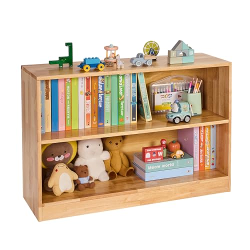 VEVOR Kinderregal Bücherregal (90 cm lang), Spielzeugschrank 2-stufig, Aufbewahrungsschrank für Spielzeug, Spielzeugregal für Schlafzimmer Kinderzimmer Wohnzimmer, Ausstellungsschrank Braun von VEVOR