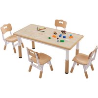 VEVOR Kindersitzgruppe Kindertisch, 4 Kinderstühle 1 Tisch Kindersitzgruppe aus PP, Kindertisch-Set Einstellbar 48,2-57,2 cm / 27-31 cm für Kinder, von VEVOR