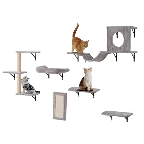VEVOR Kletterwand, Katzenwandregale und Sitzstangen mit Sprungbrettern, Hängematte, Sofa, Katzenbaum & Katzengriff, Katzenmöbel und Regale bis zu 18 kg zum Schlafen, Spielen, Klettern, 6er-Set VEVOR Kletterwand, Katzenwandregale und Sitzstangen mit Sprungbrettern, Hängematte, Sofa, Katzenbaum & Katzengriff, Katzenmöbel und Regale bis zu 18 kg zum Schlafen, Spielen, Klettern, 6er-Set von VEVOR