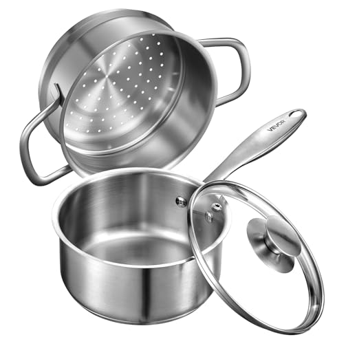 VEVOR Kochtopf Großraumtopf 1,42 L mit Glasdeckel & Dampfschicht, Suppentopf Gemüsetopf mit ergonomischem Griff, Milchtopf aus Edelstahl Gemüsetopf Silber spülmaschinengeeignete Soßentopf VEVOR Kochtopf Großraumtopf 1,42 L mit Glasdeckel & Dampfschicht, Suppentopf Gemüsetopf mit ergonomischem Griff, Milchtopf aus Edelstahl Gemüsetopf Silber spülmaschinengeeignete Soßentopf von VEVOR