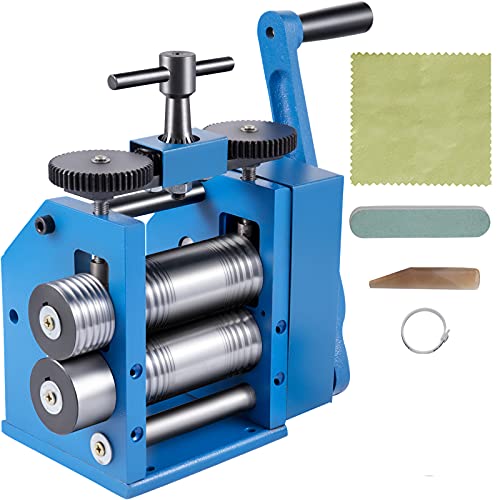 VEVOR Handwalzwerk Maschine 112mm Kombinationswalzwerk Rollendurchmesser 48 mm, Manueller Walzwerk Schmuckwalzwerk mit Vier Formen Tablettierung für Schmuck Design Reparatur 17,3 kg von VEVOR