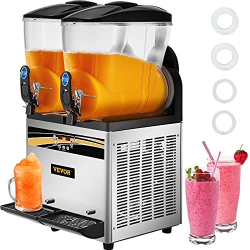 VEVOR Kommerzielle Slusheis Maschine, 2 x 15 L Slush Eismaschine 1000 W Slusheis Eismaschine, 430 x 450 x 800 mm Slushy Maschine Eslush Maker Maschine 64 kg Slush Eis Maschine 64 kg Slushgeräte von VEVOR