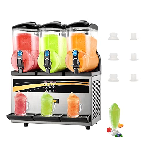 VEVOR Kommerzielle Slusheis Maschine, 3 x 15 L Slusheis Maschine 800 W 220 V Slusheis Eismaschine, Slushgerät 63 x 45 x 80 cm Slushy Maker Maschine, 2 Modi Intelligentes LED-Bedienfeld Slushy Maker von VEVOR