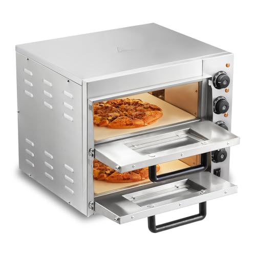 VEVOR Kommerzieller Pizzaofen Backofen 2-lagig 356 mm, elektrischer Pizzaofen aus Edelstahl mit vier Drehknöpfen, Mehrzweck-Pizzamaker Indoor, zum Backen im Restaurant, zu Hause, Silber VEVOR Kommerzieller Pizzaofen Backofen 2-lagig 356 mm, elektrischer Pizzaofen aus Edelstahl mit vier Drehknöpfen, Mehrzweck-Pizzamaker Indoor, zum Backen im Restaurant, zu Hause, Silber von VEVOR