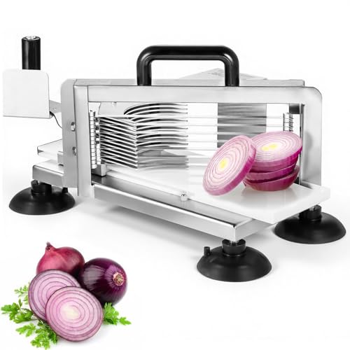 VEVOR Kommerzieller Tomatenschneider, 3/8 Zoll Tomatenschneider, Hochleistungs-Tomatenschneider aus Edelstahl, Manueller Gemüseschneider, zum Schneiden von Tomaten, Gurken, Bananen von VEVOR