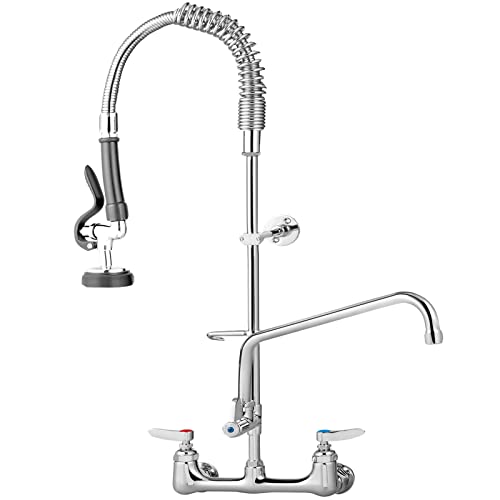 VEVOR Kommerzieller Wasserhahn Zerstäuber,20,3 cm verstellbarer Küchenarmatur 30,5 schwenkbarem Auslauf,119,6 hoher Spültischarmatur industrielle Restaurants,Compartment Sink,Lead-free Brass,Silber von VEVOR