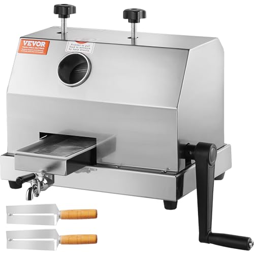 VEVOR Kommerzieller Zuckerrohr-Entsafter, 50 kg/h Hochleistungs-Zuckerrohr-Entsafter-Maschine mit 3 Edelstahlwalzen, 2,4 Zoll Großer Einlass, Manuelle Zuckerrohr-Entsafter-Presse Gewerblich von VEVOR
