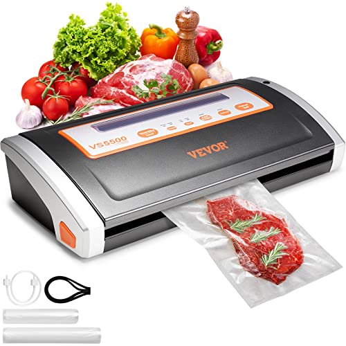 VEVOR Kommerzielles Vakuumiergerät Vakuumierer 130 W, 80 Kpa Tragbare Gewerbevakuumierer 30 cm x 2,5 mm inkl. 2 Vakuumbeutelrollen, Schaumstoffdichtung Profi Fleisch, Obst, Gemüse, Nüsse, Brot usw. von VEVOR