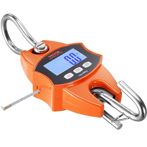 VEVOR Kranwaage 0,15 bis 400kg Digital Hängewaage lbs/kg/N Zugwaage 0,05kg Genauigkeit Wildwaage Industriewaage LCD-Display Hängende Waage Mini tragbare Waage mit integriertem 1-M-Messband von VEVOR