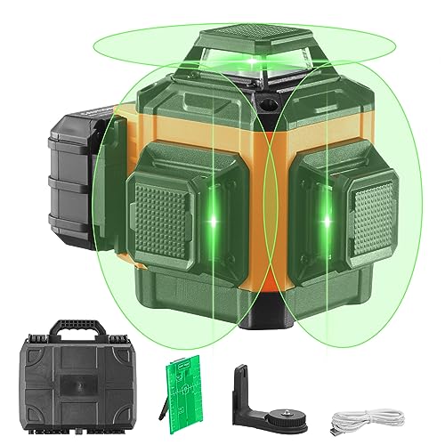 VEVOR Kreuzlinienlaser 30m Lasernivellier Selbstnivellierend Linienlaser 520nm±10nm Laserwellenlänge Baulaser ±0,28cm bei 10m Kreuzlaser ±3° 8 Std Dauerarbeitszeit inkl. Lithiumbatterie Typ-C-Leitung von VEVOR
