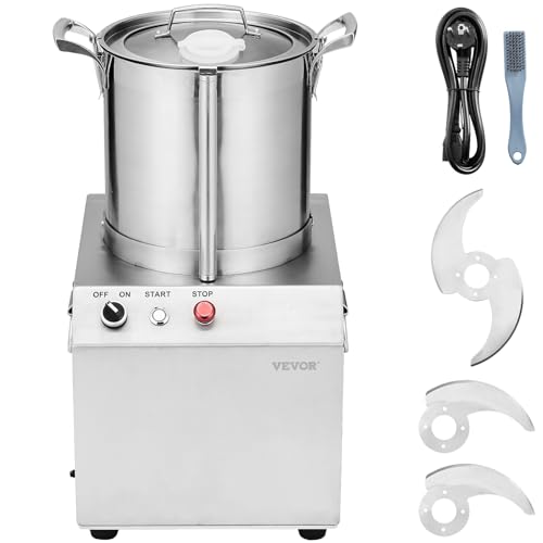 VEVOR Küchenmaschine Gemüsezerkleinerer, 10 L Küchenmaschine aus lebensmittelechtem Edelstahl mit 2 zusätzlichen S-Kurvenklingen, multifunktional zum Zerkleinern von Gemüse Obst Getreide Nüssen von VEVOR