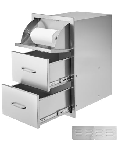 VEVOR Küchenschubladen Outdoor Schubladenschrank mit dreifachem Zugriff aus Edelstahl, Schubladenaufbewahrung für Grillinsel mit Papierhandtuchhalter & Griff, für Grillstation VEVOR Küchenschubladen Outdoor Schubladenschrank mit dreifachem Zugriff aus Edelstahl, Schubladenaufbewahrung für Grillinsel mit Papierhandtuchhalter & Griff, für Grillstation von VEVOR