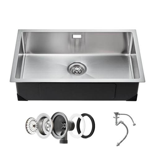 VEVOR Küchenspüle Einbauspüle Spülbecken 70 x 43 x 19 cm aus Edelstahl Spülen Unterbauspülen, Einzelbecken mit Zubehör, Haushaltsspülbecken für Wohnmobil Vorbereitungsküche Bar von VEVOR