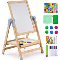 Kunststaffelei für Kinder, 2-in-1-Kunststaffelei aus Holz, doppelseitig, mit magnetischem Whiteboard und Kreidetafel, verstellbares, stehendes, Kunststaffelei für Kinder, 2-in-1-Kunststaffelei aus Holz, doppelseitig, mit magnetischem Whiteboard und Kreidetafel, verstellbares, stehendes, von VEVOR