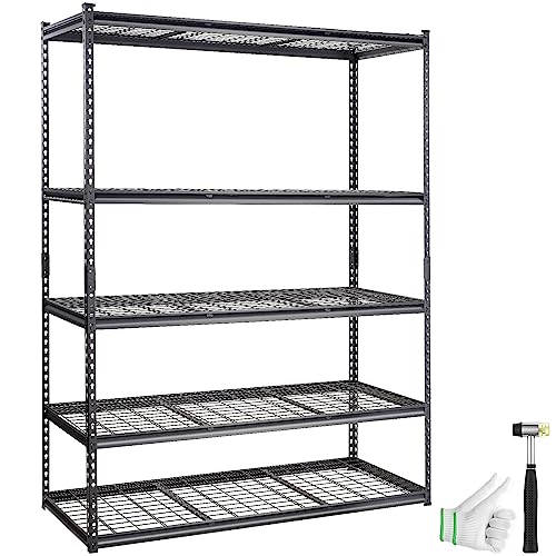 VEVOR Lagerregal 5-stufig verstellbar 907,2 kg Kapazität Garagenregale, Metall-Organizer Drahtregal schwarz 152,4 x 61 x 198,1 cm für Küche, Speisekammer Keller Badezimmer Wäscheschrank von VEVOR