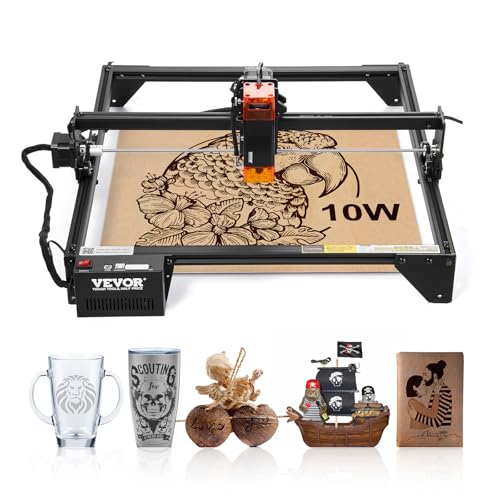 VEVOR Lasergravierer, 10 W Leistung, Laser Graviermaschine, 38x40 cm Arbeitsbereich, 10000 mm/min Bewegungsgeschwindigkeit, Komprimierter Punkt mit Augenschutz, für Holz, bestimmte Metalle von VEVOR