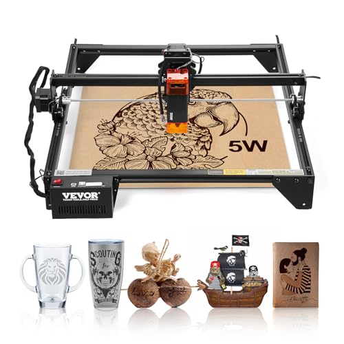 VEVOR Lasergravierer, 5 W Leistung, Laser Graviermaschine, 38x40 cm Arbeitsbereich, 10000 mm/min Bewegungsgeschwindigkeit, Komprimierter Punkt mit Augenschutz, für Holz, bestimmte Metalle von VEVOR