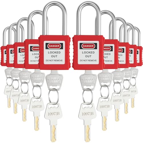 VEVOR Lockout-Tagout-Schloss-Set, 10 rote Sicherheits-Lockout-Vorhängeschlösser, mit 2 Schlüsseln pro Schloss, OSHA-konforme Lockout-Schlösser, Lockout-Tagout-Sicherheitsvorhängeschlösser VEVOR Lockout-Tagout-Schloss-Set, 10 rote Sicherheits-Lockout-Vorhängeschlösser, mit 2 Schlüsseln pro Schloss, OSHA-konforme Lockout-Schlösser, Lockout-Tagout-Sicherheitsvorhängeschlösser von VEVOR