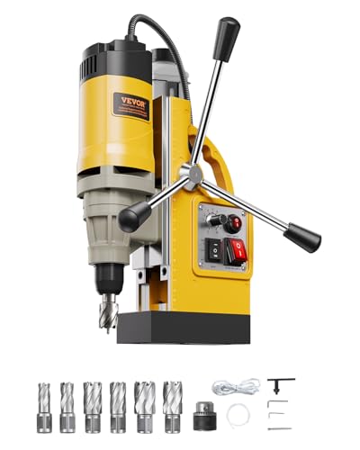 VEVOR Magnetbohrmaschine, 1400 W Motor, elektrische Säulenbohrmaschine, magnetisch, 12800 N, Bohrdurchmesser von 50 mm mit 6 Bohraufsätzen, variable Geschwindigkeit, für Metalloberflächen, Gelb VEVOR Magnetbohrmaschine, 1400 W Motor, elektrische Säulenbohrmaschine, magnetisch, 12800 N, Bohrdurchmesser von 50 mm mit 6 Bohraufsätzen, variable Geschwindigkeit, für Metalloberflächen, Gelb von VEVOR