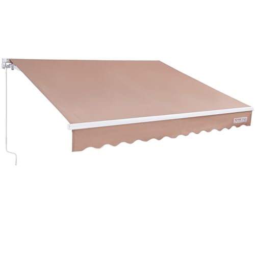 VEVOR Manuell Einziehbare Markise, 304,8 x 243,84 cm Außenterrassen-Markise Sonnenschutz, Wasserabweisendes Polyester, Terrassentür-Fenster-Markise, Sonnenschutz mit Kurbel für Hinterhof, Balkon von VEVOR