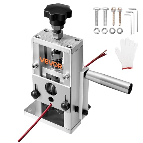 VEVOR Manuelle Kabelschälmaschine, 1,5–25mm, Kupferabisolierer mit Handkurbel/Bohrmaschine, 64Mn gehärtete Klingen, 45# Stahlrollen, Drahtschäler mit Rahmen aus Aluminiumlegierung von VEVOR