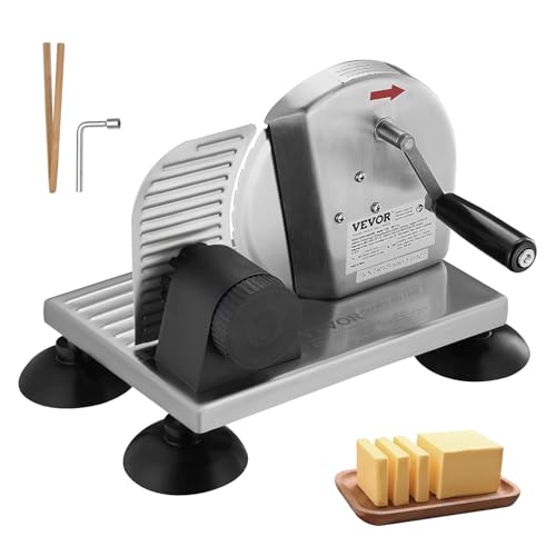 VEVOR Manueller Brotschneider, Käse-/Butterschneidemaschine mit einstellbarer Dicke von 0-6 Zoll, mikrogezahnte Klinge aus Edelstahl, kommerzieller Käseschneider aus Aluminiumlegierung für Küche, von VEVOR