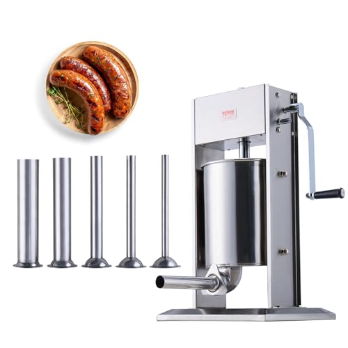 VEVOR Manueller Wurstfüller, vertikale Wurstmaschine 10 L, Fleischfüller mit zwei Drehzahlen, aus lebensmittelechtem 304 Edelstahl, inkl. 5 Füllrohren, geeignet für Küche, Restaurant, Gewerbe VEVOR Manueller Wurstfüller, vertikale Wurstmaschine 10 L, Fleischfüller mit zwei Drehzahlen, aus lebensmittelechtem 304 Edelstahl, inkl. 5 Füllrohren, geeignet für Küche, Restaurant, Gewerbe von VEVOR