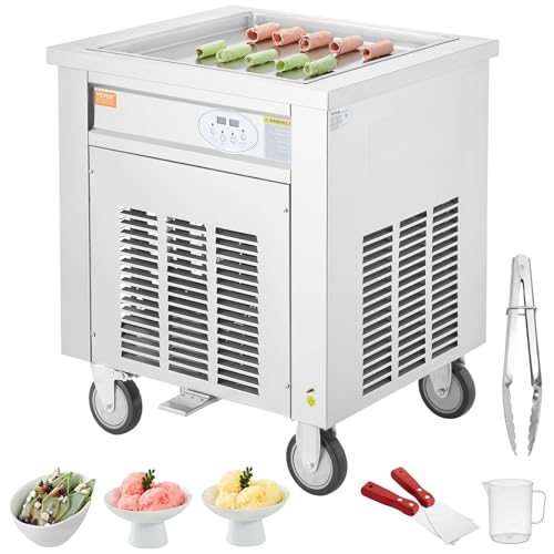 VEVOR Maschine für Frittierte Eisrollen, 50 x 50 cm Große Quadratische Pfanne zum Frittieren von Eis, Kommerzielle Eismaschine aus Edelstahl mit Kompressor und 2 Schabern VEVOR Maschine für Frittierte Eisrollen, 50 x 50 cm Große Quadratische Pfanne zum Frittieren von Eis, Kommerzielle Eismaschine aus Edelstahl mit Kompressor und 2 Schabern von VEVOR