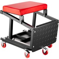 Mechanikerhocker Garagensitz Arbeitshocker Werkstatthocker (136 kg belastbar) mit Rädern, 360° drehbarer Werkstatthocker mit Werkzeugablage, von VEVOR