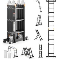 VEVOR Mehrzweckleiter, 7-in-1-Multifunktionsleiter, A-Rahmen mit 3 Stufen und Gerüstbrett, Teleskopleiter, Leitergerüst 3550 mm, robuste Leiter, 150 von VEVOR