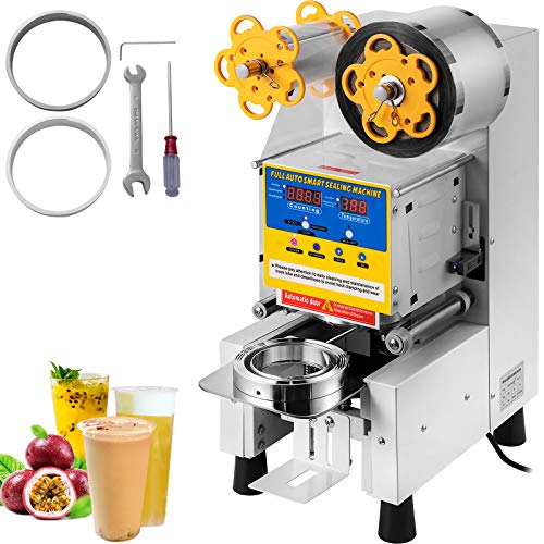 VEVOR Milchtee-Versiegelungsmaschine 450 Watt Automatische Versiegelung, Sealer Cup Maschine 220 V, Boba Teetasse Versiegelungsmaschine, Boba Maschinenbecherversiegelung, PP-, PET-, PC-, Pappbecher von VEVOR