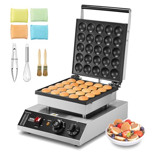 VEVOR Mini-Pfannkuchenmaker kommerzielle Dutch Mini Pfannkuchen Maschine, 25 Stk., 43 mm Durchmesser, Dorayaki-Backmaschine, 1700 W, Temperatur- und Zeitregelung, in Küchen, Cafés und Restaurants von VEVOR