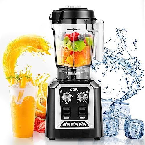 VEVOR Mixer kommerzieller Standmixer 2200 W mit Glasbehälter, Hochleistungsmixer Power Profi Mixer Küchenmixer mit 3 Funktionen, für gefrorene Getränke Shakes Smoothies und Crush Ice, schwarz von VEVOR