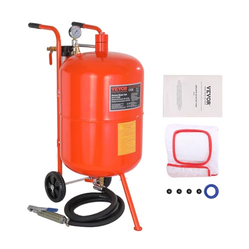 VEVOR Mobiles Sandstrahlgerät 75,7 L Sandstrahlanlage ca. 244 cm Arbeitsschlauch Sandstrahler 60–110 PSI Arbeitsdruck ideal zum Entfernen von Rost, Farbe, Flecken und das Polieren großer Flächen von VEVOR