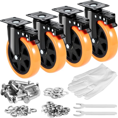 VEVOR Möbelrollen 4er-Set Lenkrollen PVC φ152,4mm Laufrollen 1.270kg Tragfähigkeit Transportrollen mit A/B-Bremsen Kastenrollen 360° Drehbar Schwerlastrollen für Häusern Büros Studios Fabriken VEVOR Möbelrollen 4er-Set Lenkrollen PVC φ152,4mm Laufrollen 1.270kg Tragfähigkeit Transportrollen mit A/B-Bremsen Kastenrollen 360° Drehbar Schwerlastrollen für Häusern Büros Studios Fabriken von VEVOR
