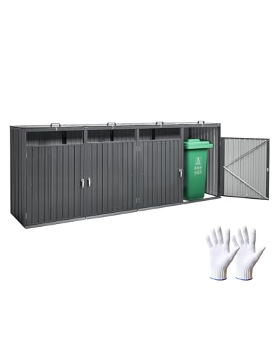VEVOR Mülltonnenbox, 4x 240 L Mülltonnenhaus für den Außenbereich, Müllcontainer aus verzinktem Stahl, Mülltonnenverkleidung, für den Einsatz im Garten, Hinterhof und auf der Terrasse VEVOR Mülltonnenbox, 4x 240 L Mülltonnenhaus für den Außenbereich, Müllcontainer aus verzinktem Stahl, Mülltonnenverkleidung, für den Einsatz im Garten, Hinterhof und auf der Terrasse von VEVOR
