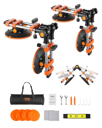 VEVOR Nahtsetzer, 2er-Pack Granit-Nahtverbinder mit 152 mm Vakuum-Saugnäpfen, Steinsetzer zum Verbinden & Nivellieren von Fugen, 90°-120° verstellbar, Ideal für Fliesen- & Marmorplatten von VEVOR