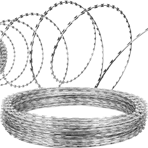 VEVOR Natodraht 30 m (2 Rollen x 15 m) Stacheldraht Spirale Sperrdraht Stacheldrahtzaun (0,51 mm) scharfe Klingen und (ca. 4 mm) dicke Kerndrähte Maschendraht für außergewöhnlichen Spiralschutz von VEVOR
