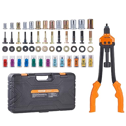 VEVOR Nietmutternzange-Set Blindnietmutternzange 410 mm, Nietenzange 13 Sätze von Muttern & Dornen, Nietmutterwerkzeug M3 M4 M5 M6 M8 M10 M12 Profi Handnietzange, Nietmaschine Gewinde Nieten von VEVOR