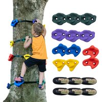 VEVOR Ninja-Baumkletterset, 12 Baumklettergriffe und 6 Ratschengurte, große Kletterfelsen für Kinder und Erwachsene, verschiedene Farben und Formen, von VEVOR
