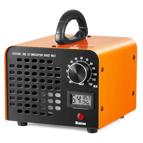 VEVOR Ozongenerator 12000mg/h Ozonisator 80W Luftreiniger 300㎡ Ozongerät Bausanierung 0-120-Minuten-Timer Desodorierer Ozone Generator Luftfeuchtigkeitsanzeige Intelligente Überwachung des Raumklimas von VEVOR