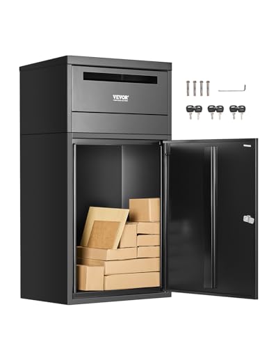 VEVOR Paketbriefkasten 500x325x909 mm, Paketkasten mit Schloss, Paketbriefbox aus verzinktem Stahl mit Diebstahlschutz-Design, Packstation für Zuhause und das Büro, Schwarz VEVOR Paketbriefkasten 500x325x909 mm, Paketkasten mit Schloss, Paketbriefbox aus verzinktem Stahl mit Diebstahlschutz-Design, Packstation für Zuhause und das Büro, Schwarz von VEVOR