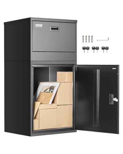 VEVOR Paketbriefkasten 500x398x980mm, Paketkasten mit Schloss, Paketbriefbox aus verzinktem Stahl mit Diebstahlschutz-Design, Packstation für Zuhause und das Büro, Schwarz VEVOR Paketbriefkasten 500x398x980mm, Paketkasten mit Schloss, Paketbriefbox aus verzinktem Stahl mit Diebstahlschutz-Design, Packstation für Zuhause und das Büro, Schwarz von VEVOR