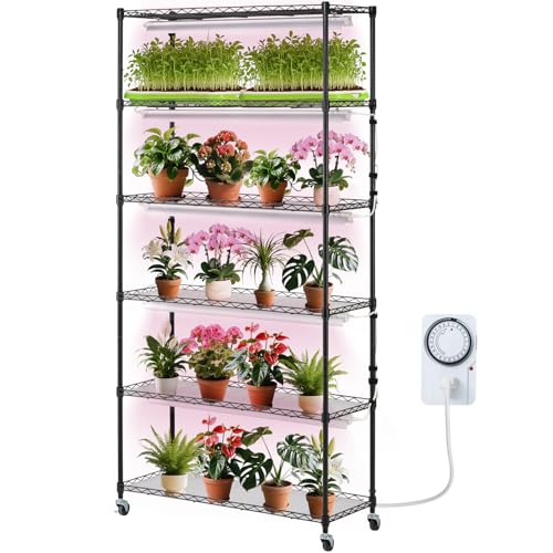 VEVOR Pflanzenständer mit Wachstumslicht, 6 Ebenen, 150 W, Regal mit Wachstumslicht, 3 Lichtspektrum-Modi, Stahl-Pflanzenregal mit Timer, Wachstumsregal für Gartenpflanzen, 90 x 35 x 180 cm VEVOR Pflanzenständer mit Wachstumslicht, 6 Ebenen, 150 W, Regal mit Wachstumslicht, 3 Lichtspektrum-Modi, Stahl-Pflanzenregal mit Timer, Wachstumsregal für Gartenpflanzen, 90 x 35 x 180 cm von VEVOR